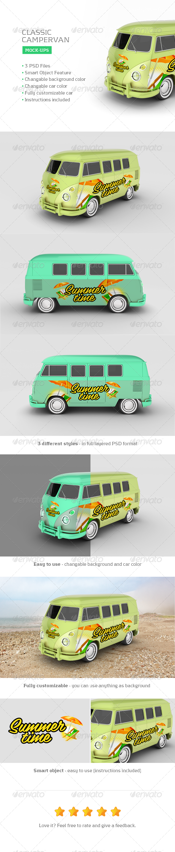 Classic Campervan Car Mock-Up Classic Campervan Car Mock-Up