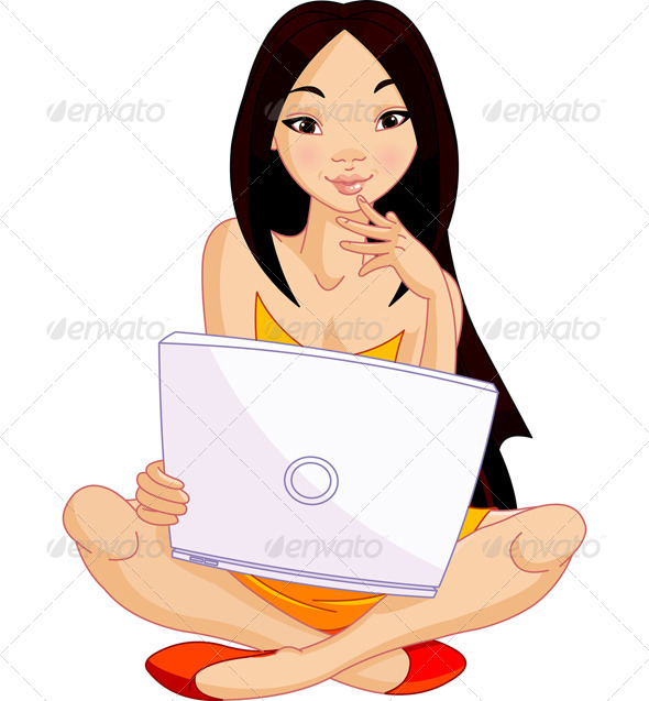 Young Asian Woman with Laptop Young Asian Woman with Laptop