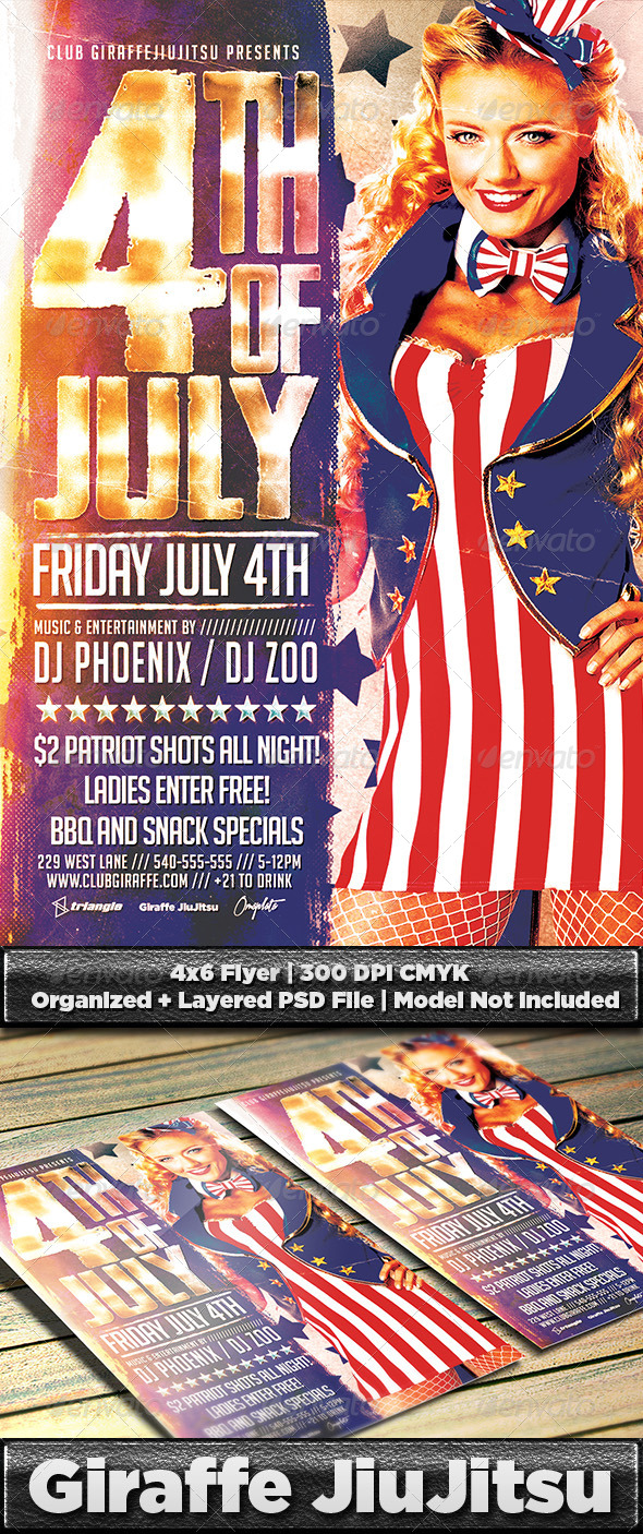 Retro 4th of July Flyer Template PSD