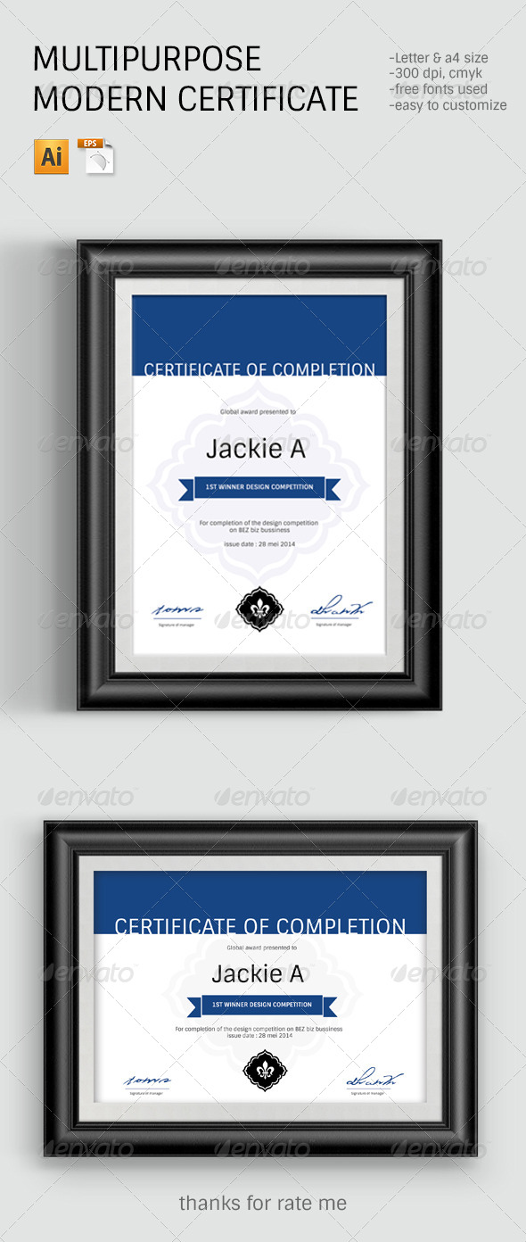 Modern & Clean Certificate Template Modern & Clean Certificate Template