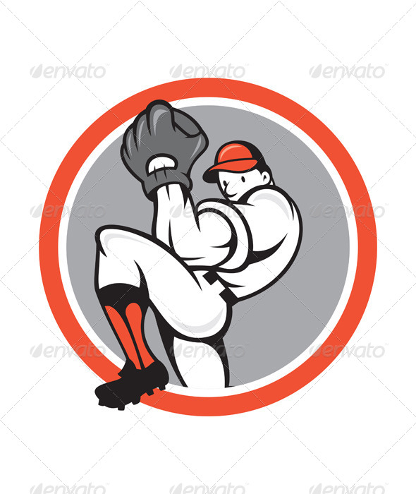 Baseball Pitcher Circle Cartoon Baseball Pitcher Circle Cartoon