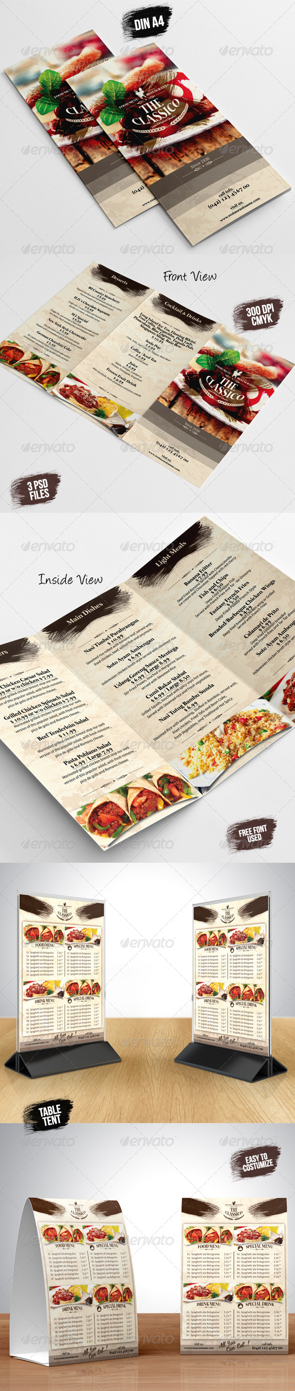 TriFold A5 Table Tent Menu TriFold A5 Table Tent Menu