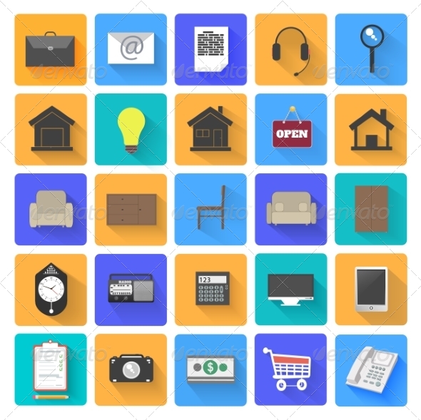 Set of Office and Business Work Elements Set of Office and Business Work Elements