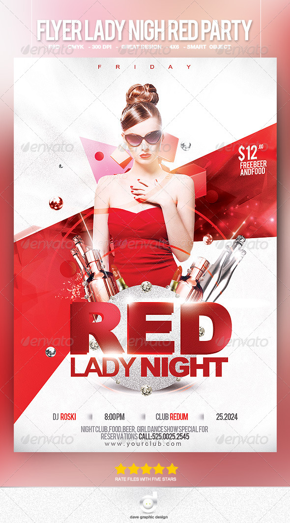 Flyer Lady Night Red Party - Clubs & Parties Events