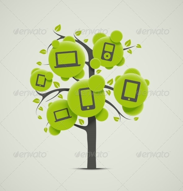 Tree with Electronic Icons Tree with Electronic Icons