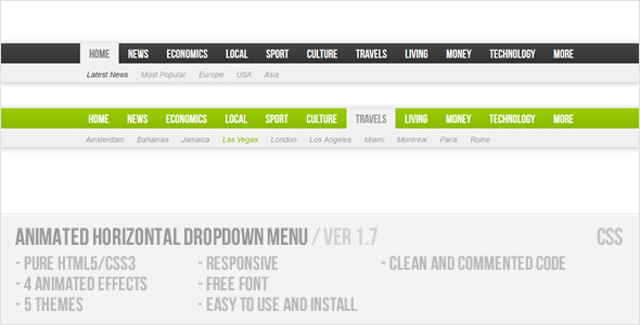 Animated Horizontal Dropdown Menu Animated Horizontal Dropdown Menu