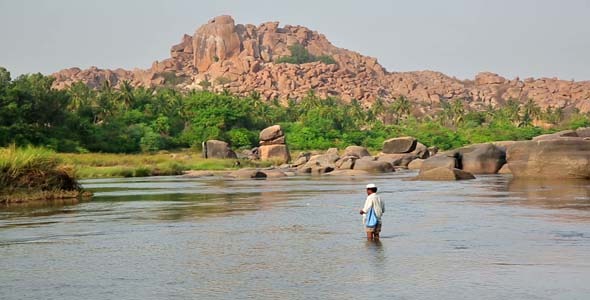 Local Man Bathing In Mountain River Local Man Bathing In Mountain River