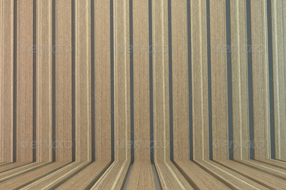 Oak tone wood plank wall and floor