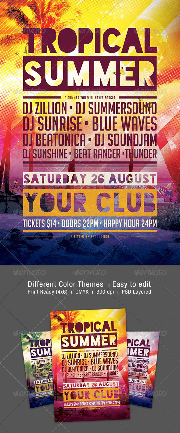 Tropical Summer Flyer - Clubs & Parties Events