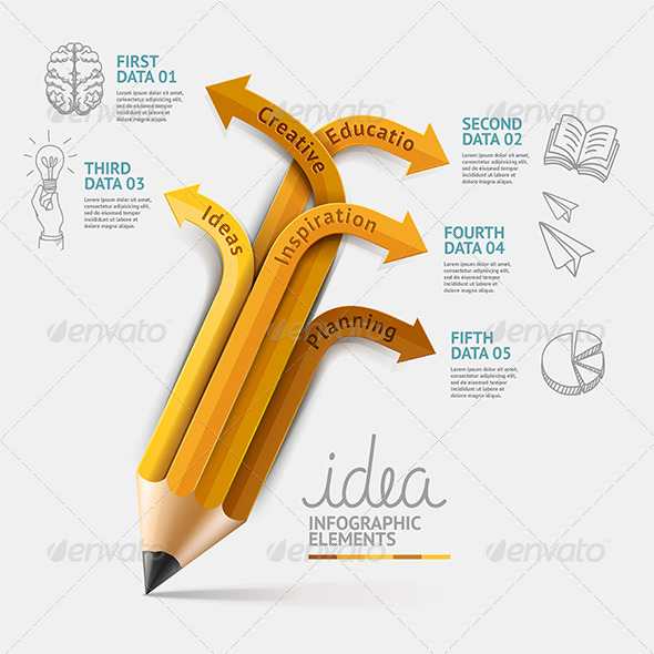 Education Pencil Infographics Step Option Education Pencil Infographics Step Option
