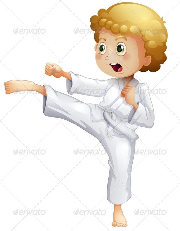 A kid doing karate A kid doing karate