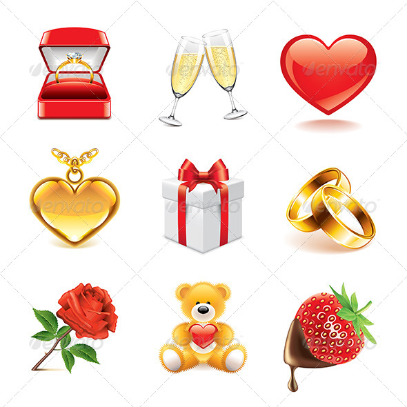 Romantic Icons Photo-Realistic Set Romantic Icons Photo-Realistic Set