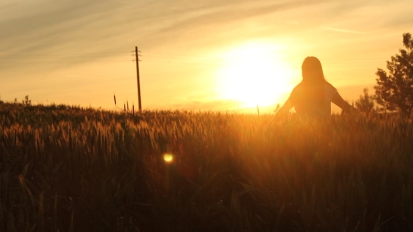 Girl Running In the Sunset Girl Running In the Sunset