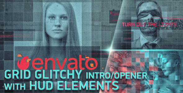 Grid Glitchy Intro Opener with HUD Elements Grid Glitchy Intro Opener with HUD Elements