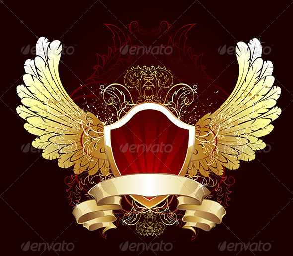 Red Shield with Golden Wings Red Shield with Golden Wings