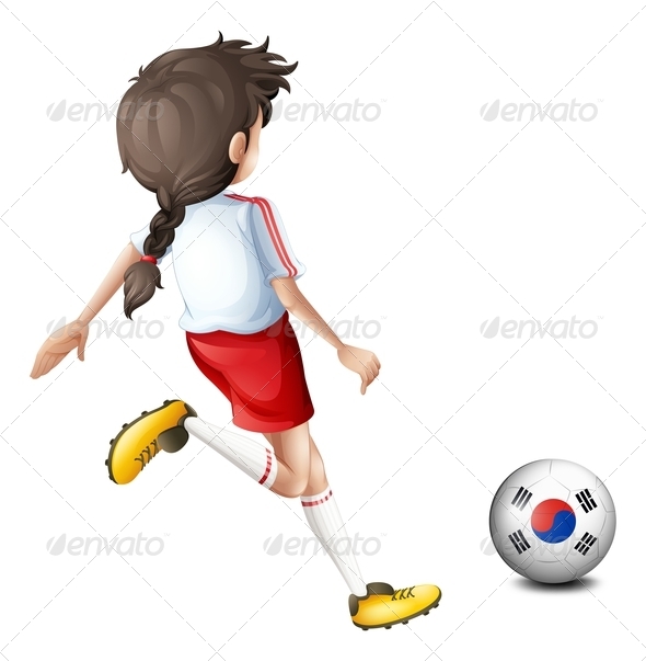 Girl kicking South Korean football Girl kicking South Korean football