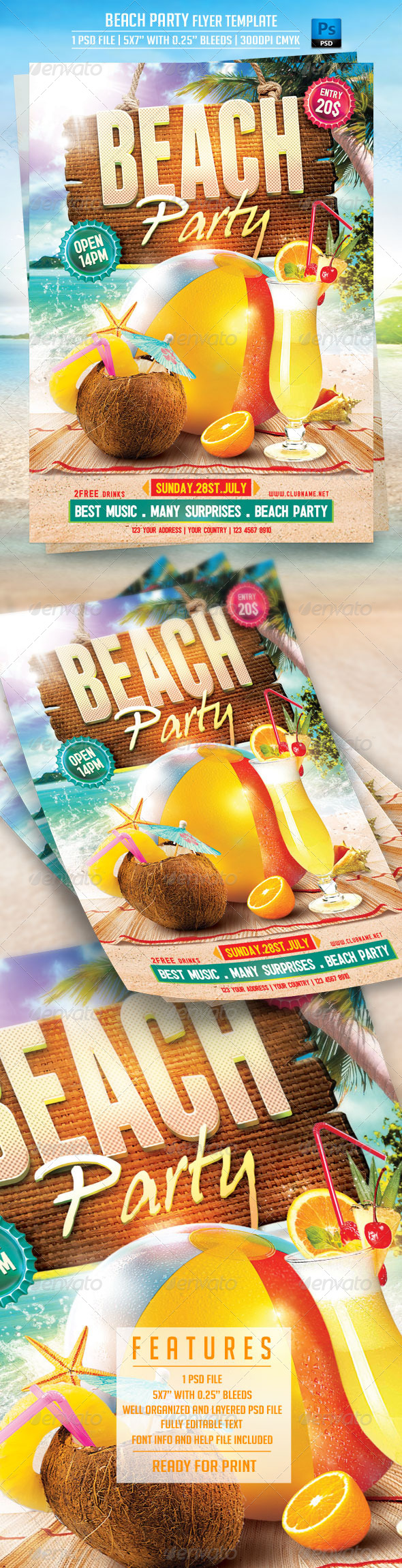 Beach Party Flyer Template Beach Party Flyer Template