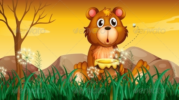 Cute bear with pot of honey Cute bear with pot of honey