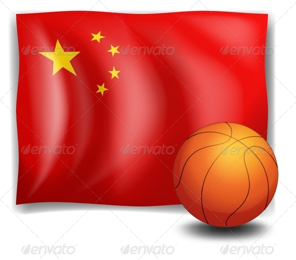 Basketball with Chinese flag