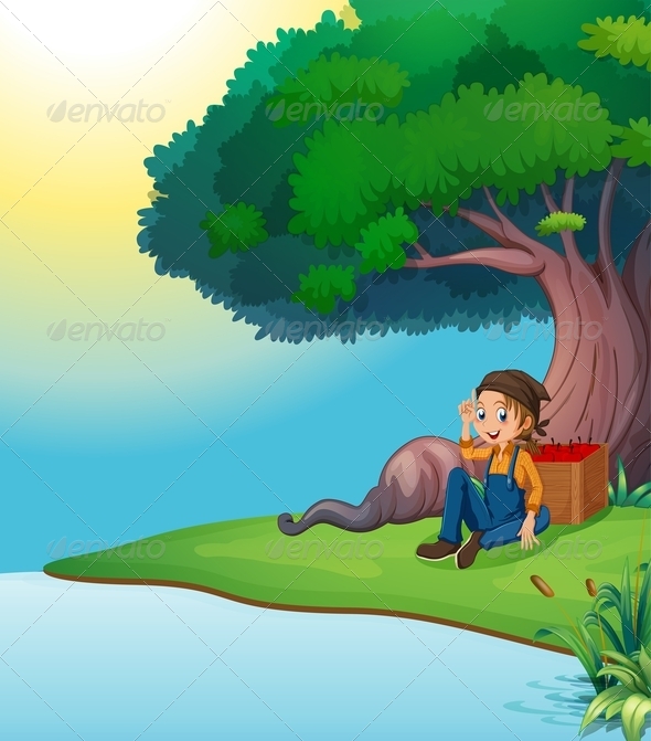 Boy relaxing under tree Boy relaxing under tree