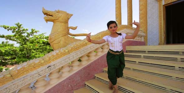 Beautiful Asian Girl Performs Coconut Folk Dance Beautiful Asian Girl Performs Coconut Folk Dance