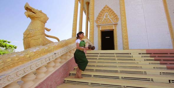 Beautiful Asian Girl Performs Coconut Folk Dance Beautiful Asian Girl Performs Coconut Folk Dance
