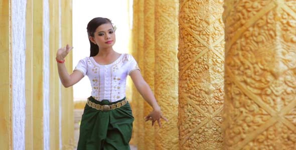 Beautiful Asian Girl Performs Cambodian Folk Dance Beautiful Asian Girl Performs Cambodian Folk Dance