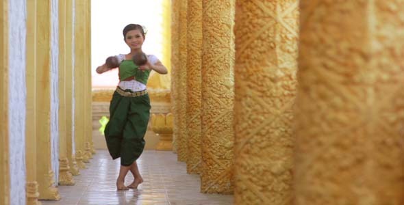 Beautiful Asian Girl Performs Coconut Folk Dance Beautiful Asian Girl Performs Coconut Folk Dance