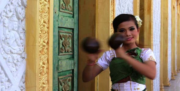 Beautiful Asian Girl Performs Coconut Folk Dance Beautiful Asian Girl Performs Coconut Folk Dance