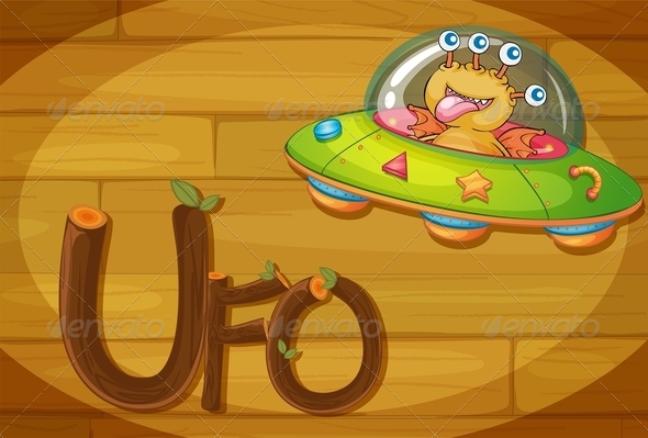 Wooden Frame with UFO Wooden Frame with UFO