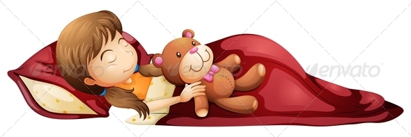 Girl sleeping soundly with her toy Girl sleeping soundly with her toy