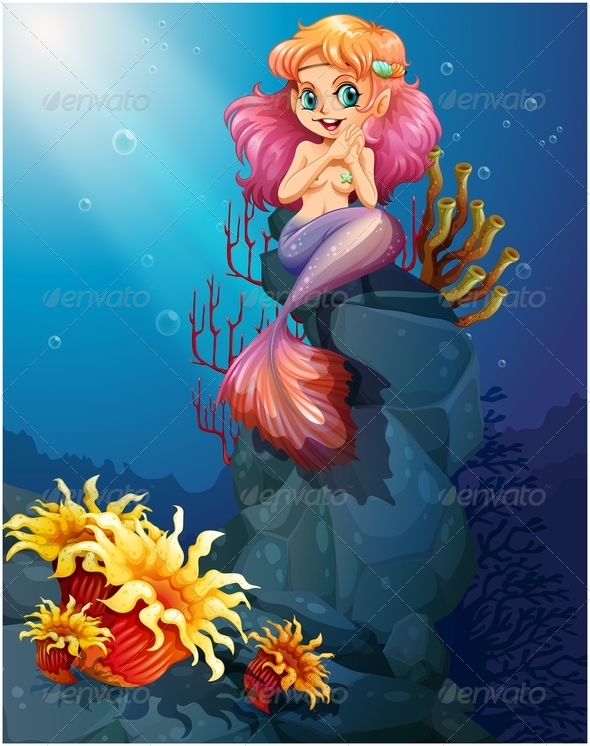 Mermaid sitting on rocks