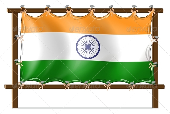 Wooden frame with flag of India