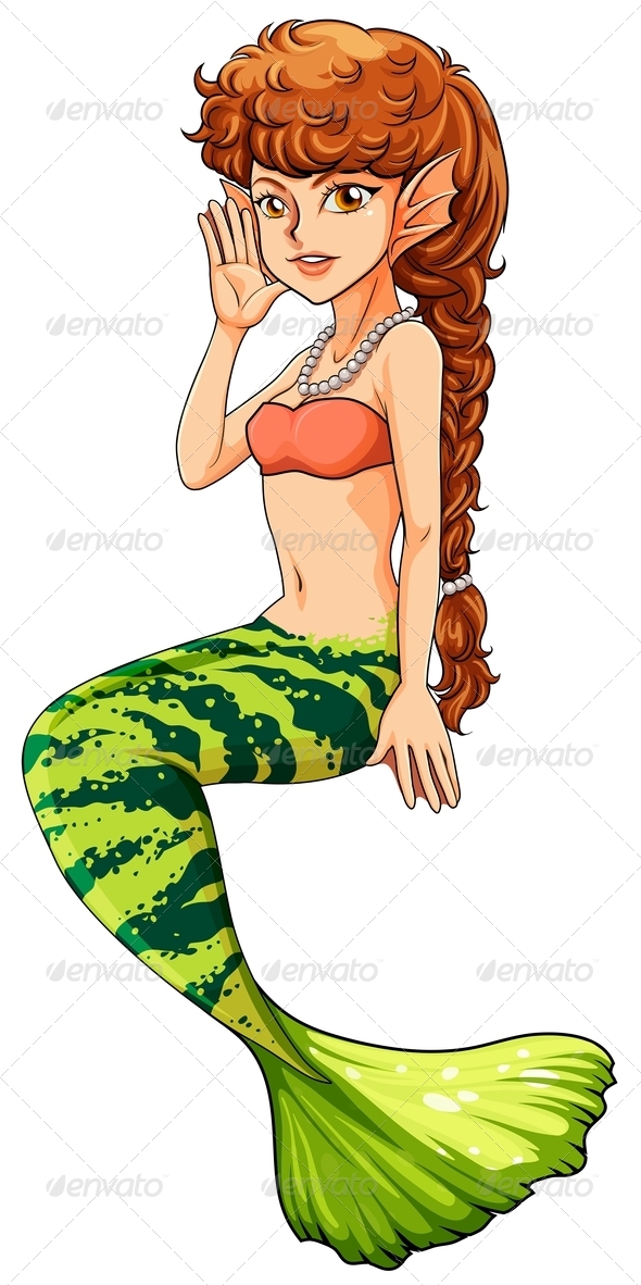 Pretty mermaid with green tail