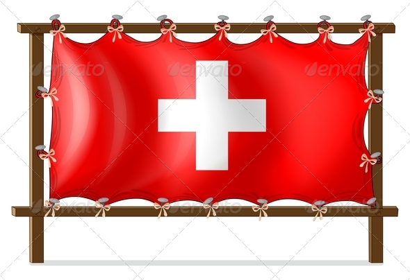 Wooden frame with flag of Switzerland