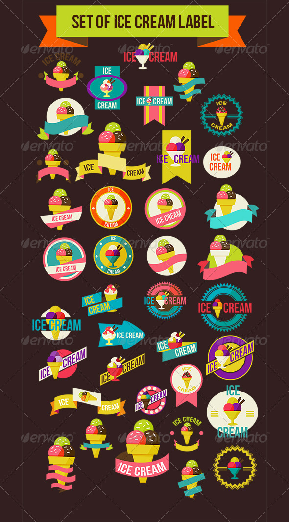 Set Of Ice Cream Label Set Of Ice Cream Label