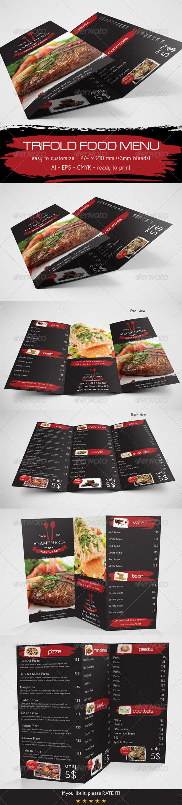 Trifold Food Menu Template