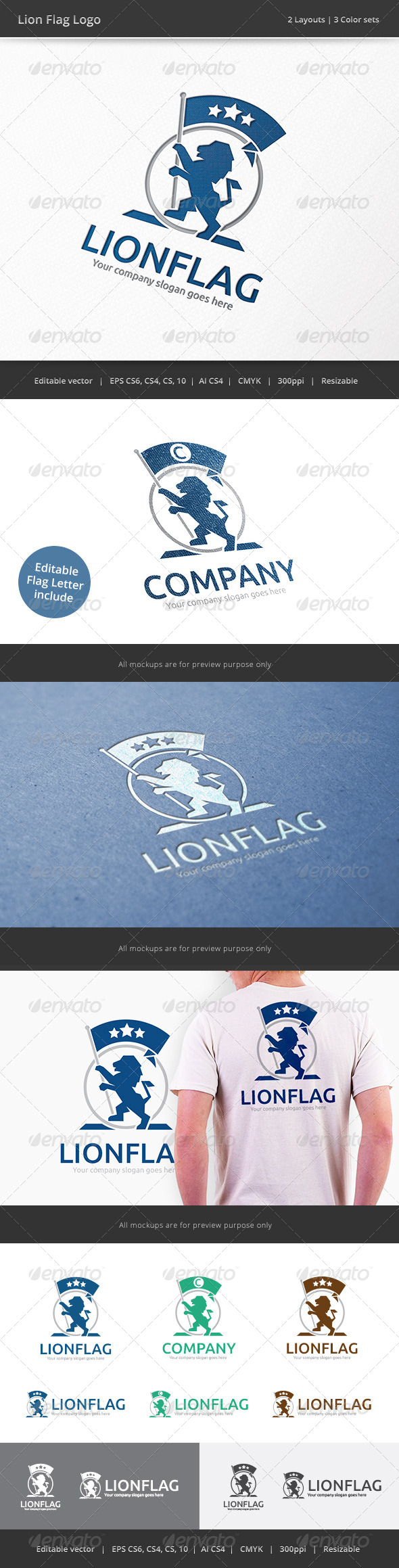 Lion Flag Crest Logo Lion Flag Crest Logo