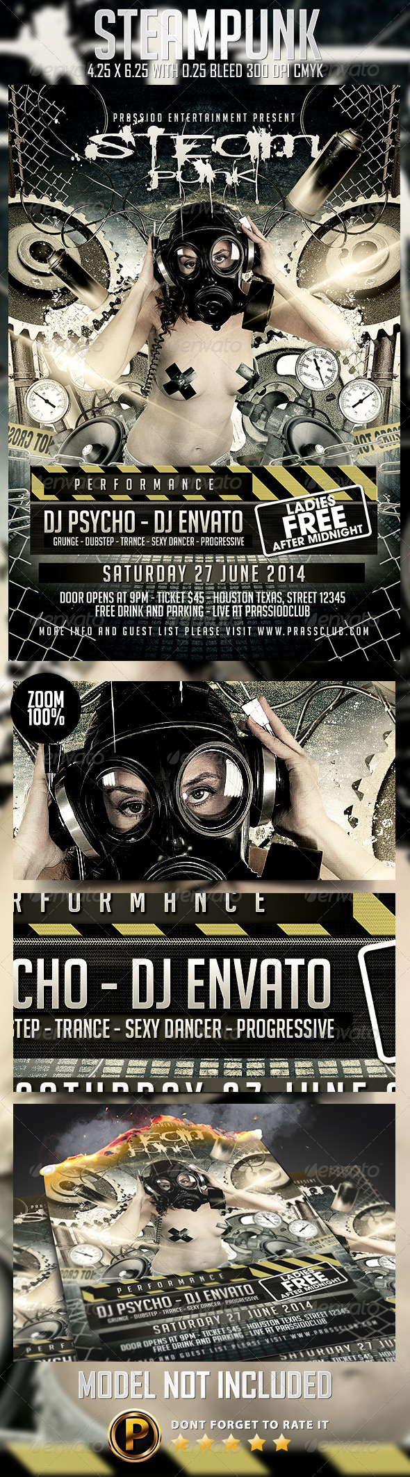 Steampunk Flyer Template - Clubs & Parties Events