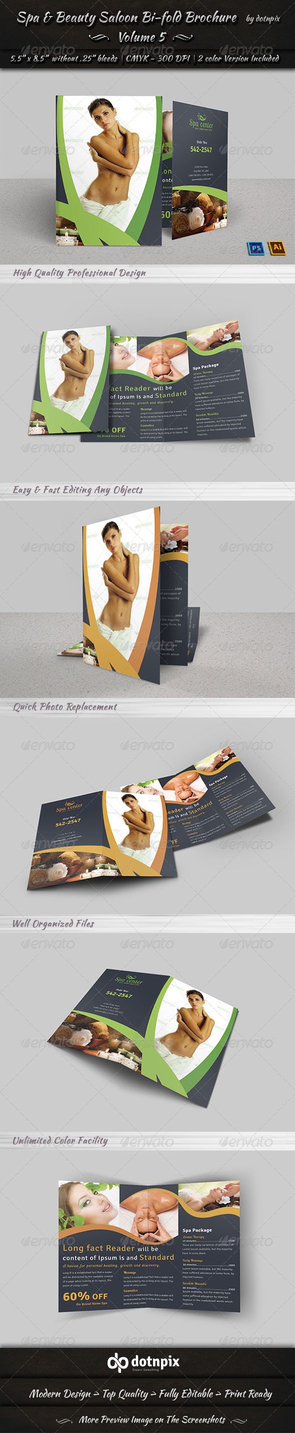 Spa & Beauty Saloon Bi-fold Brochure Volume 5 Spa & Beauty Saloon Bi-fold Brochure Volume 5