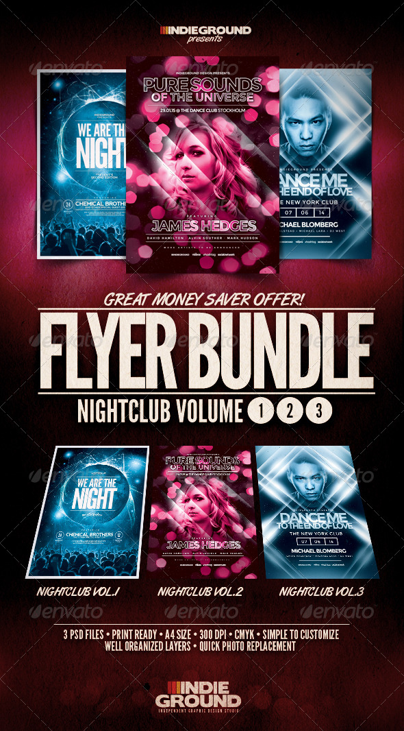 Nightclub Flyer/Poster Bundle Vol. 1-3 - Clubs & Parties Events