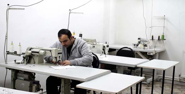Textile Factory People Sewing Textile Factory People Sewing