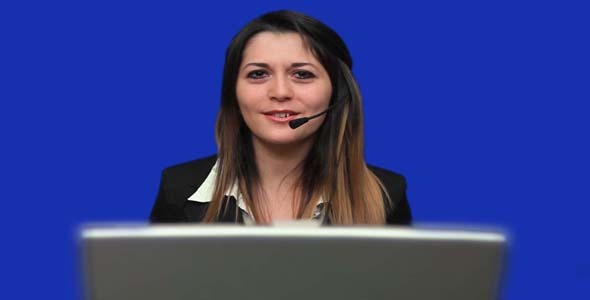 Blue Screen Business Woman Girl Talk Laptop Chat Blue Screen Business Woman Girl Talk Laptop Chat