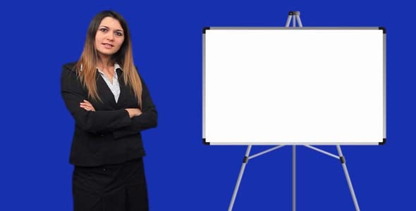 Blue Screen Business Woman Talk Board Blue Screen Business Woman Talk Board