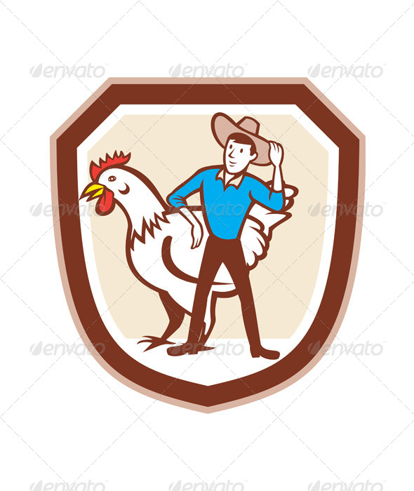 Chicken Farmer Feeder Shield Cartoon Chicken Farmer Feeder Shield Cartoon