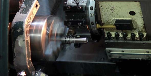 Lathe Factory Machine Working On Steel Lathe Factory Machine Working On Steel
