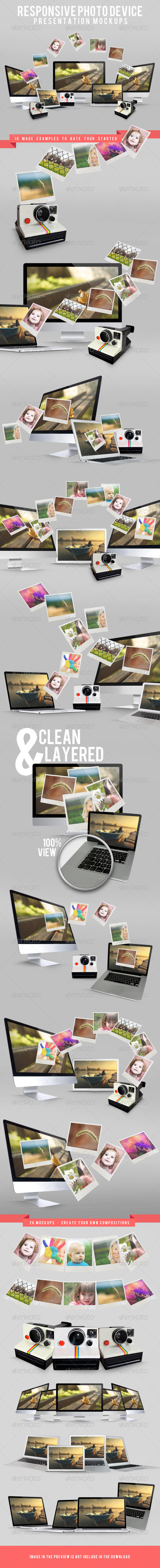 Responsive Photo Device Presentation Mockups - Multiple Displays