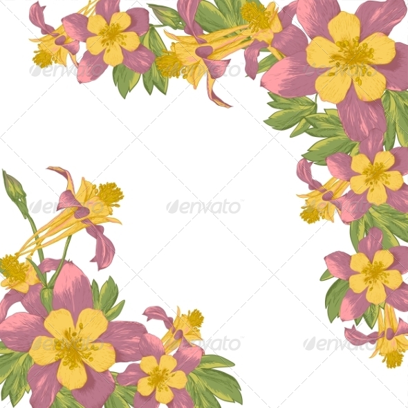 Frame with Blooming Flowers Frame with Blooming Flowers
