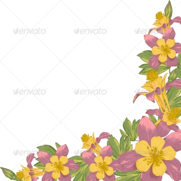 Frame with Blooming Flowers Frame with Blooming Flowers