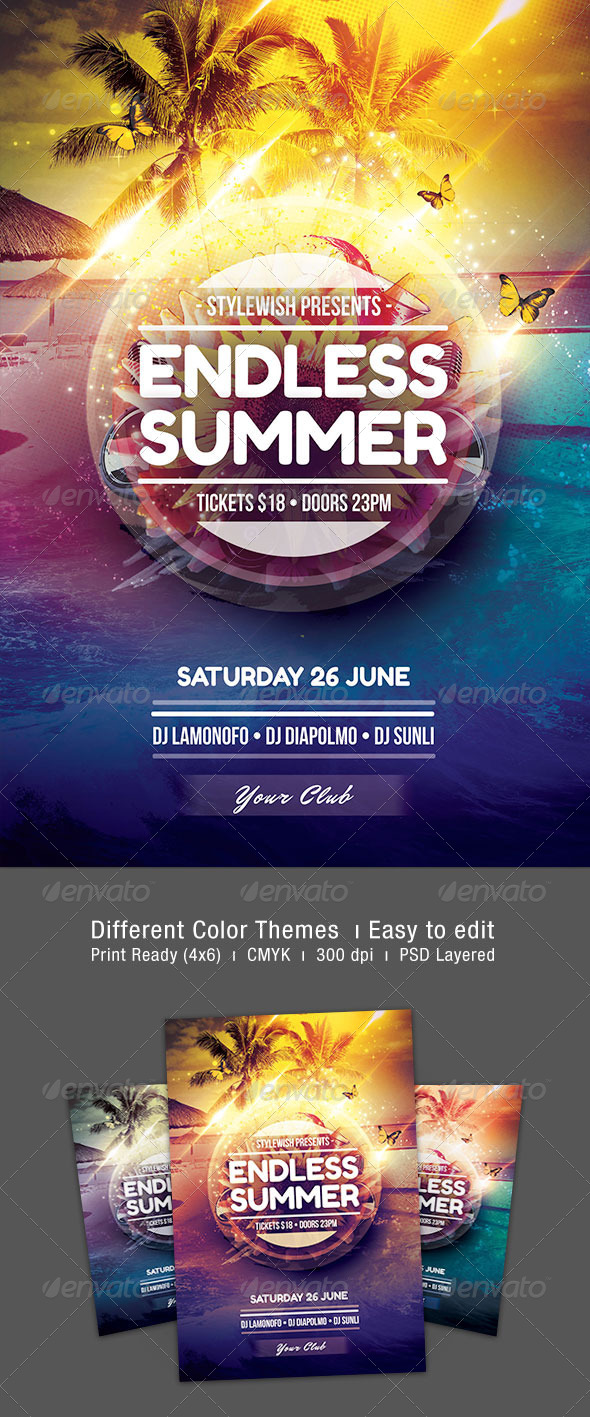 Endless Summer Flyer - Clubs & Parties Events